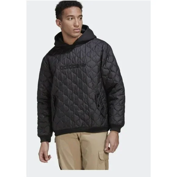 New ADIDAS MEN's ONION QUILT HOODIE COLOR BLACK - SIZE L - Picture 2 of 6